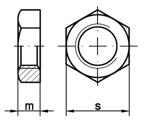 Sechskantmutter, niedrige Form, B= mit Fase   DIN 439 B