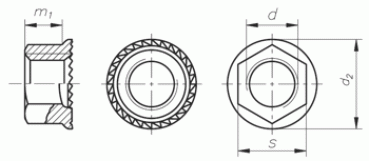 M6 10.9 Sechskantmutter mit Flansch + Sperrverzahnung