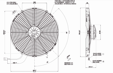 414mmØ SPAL LÜFTER MOTORKÜHLUNG 2760m³/h 12V saugend