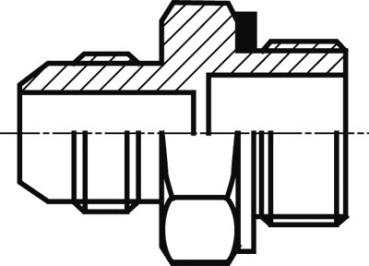 Doppelnippel 1/4" M11 zu 7/16"- 20 AN-4 Dash, Stahl verzinkt