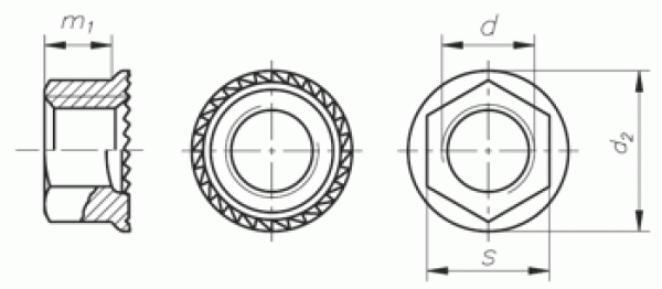 M6 10.9 Sechskantmutter mit Flansch + Sperrverzahnung
