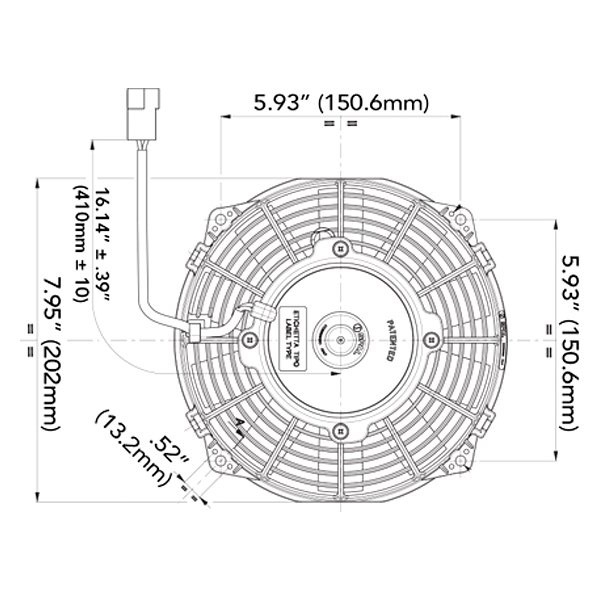 210mmØ SPAL LÜFTER MOTORKÜHLUNG 740m³/h 12V saugend