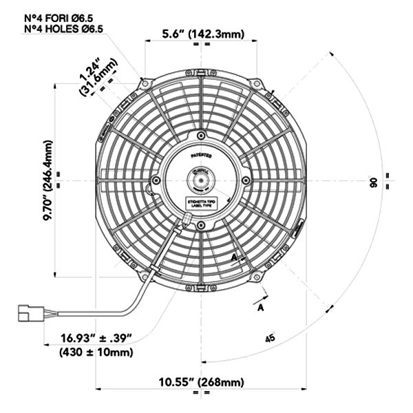 285mmØ SPAL LÜFTER MOTORKÜHLUNG 1100m³/h 12V saugend