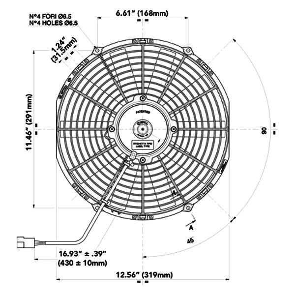 336mmØ SPAL LÜFTER MOTORKÜHLUNG 1460m³/h 12V saugend