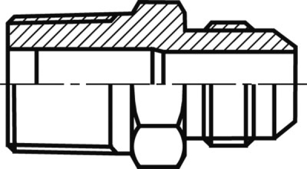 Doppelnippel NPT 1/2"-UN auf 1 1/ 16"-12 AN-12 Dash, Stahl verzinkt